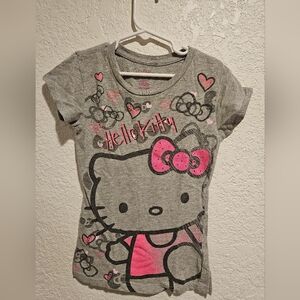 Hello Kitty Gray and Pink Short Sleeve Tee Size Medium
